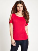 Thumbnail for your product : GUESS Short-Sleeve Draped-Back Top