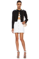 Thumbnail for your product : Carven Tricotline Flower Patches Fitted Cotton Jacket in Black