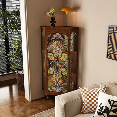 junming Nut-brown Solid Wood+Tempered Glass Display Cases