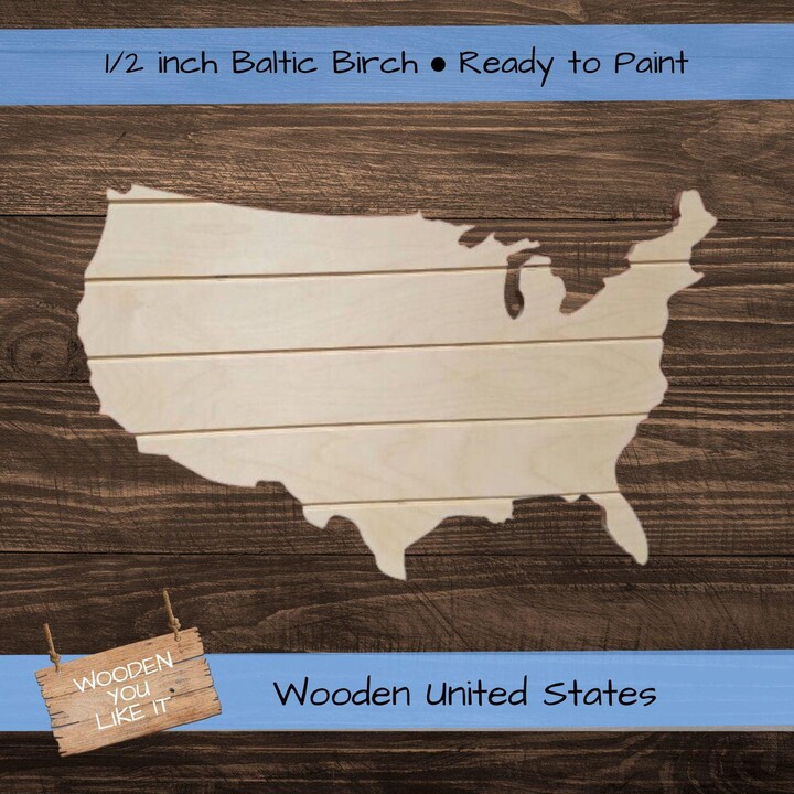 Wooden United States Of America, Usa, Map. Unfinished