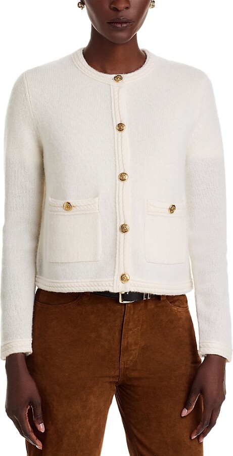 C by Bloomingdale's Cashmere Chevron Trim Cardigan - Exclusive