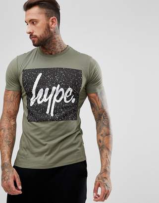 Hype Muscle T-Shirt In Khaki With Speckle Logo