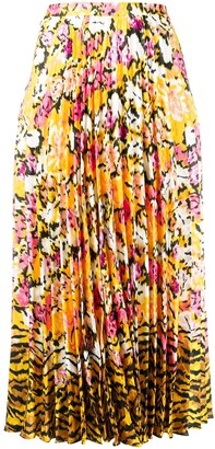 Saloni Floral-Print Pleated Skirt