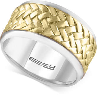 Effy Men's Two-Tone Woven-Look Ring in Sterling Silver and 18k Gold-Plated Sterling Silver