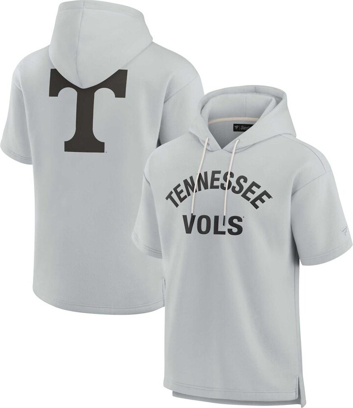 Men's and Women's Fanatics Signature Gray Tennessee Volunteers Super Soft Fleece Short Sleeve Pullover Hoodie