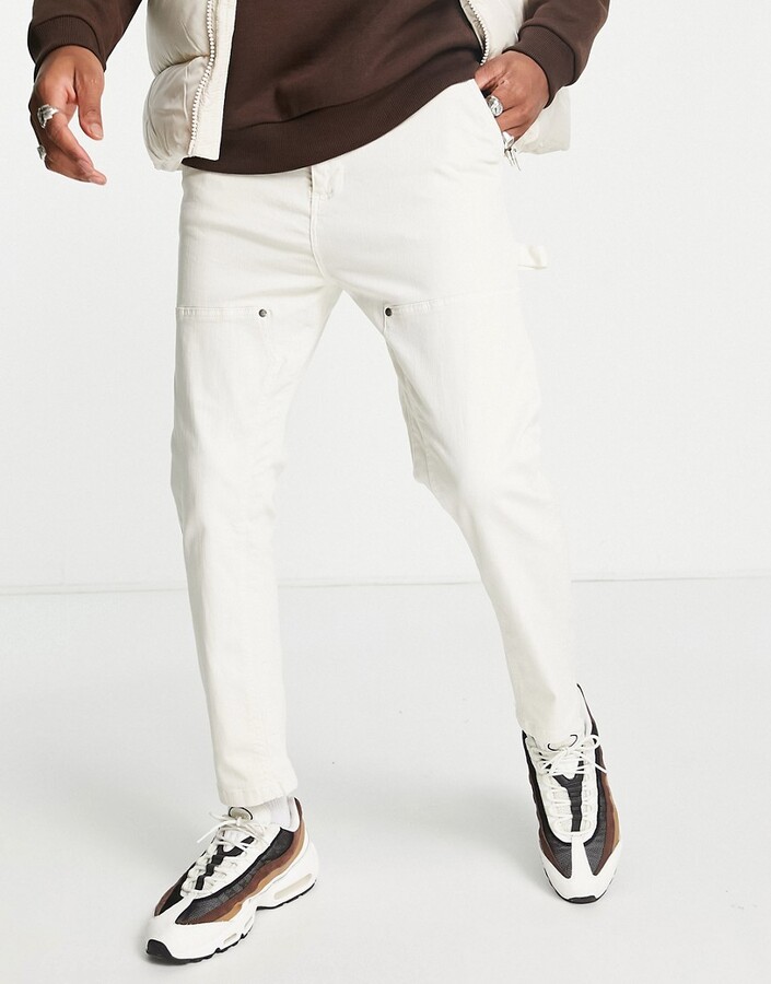 Night Addict straight fit carpenter jeans in cream - ShopStyle