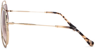 Miu Miu La Mondaine Sunglasses in Gold & Brown | FWRD
