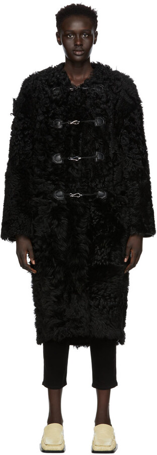 all black shearling coat