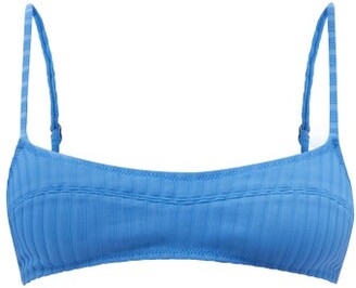 Solid & Striped The Elsa Ribbed Bikini Top - Blue
