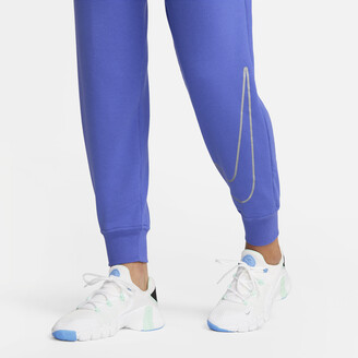 Nike Women's Dri-FIT One High-Waisted 7/8 French Terry Graphic Pants in  Blue - ShopStyle