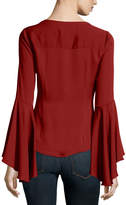 Thumbnail for your product : Milly Michelle Bell-Sleeve Stretch-Silk Blouse