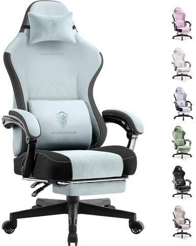 WOOJONG Dowinx Gaming Chair Fabric with Pocket Spring Cushion, High Back Ergonomic Computer Chair with Footrest for Adults, Massage Lumbar Support Swivel...