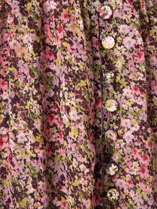 For Love & Lemons Sadie Ditsy Floral Print Open Back Maxi Dress Pink
