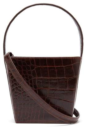 STAUD Edie Crocodile Effect Leather Bucket Bag - Womens - Brown
