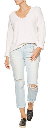Current/Elliott The Fling cropped distressed mid-rise straight-leg jeans