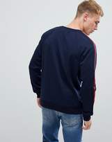 Thumbnail for your product : Benetton crew neck sweatshirt with taped sleeves in navy