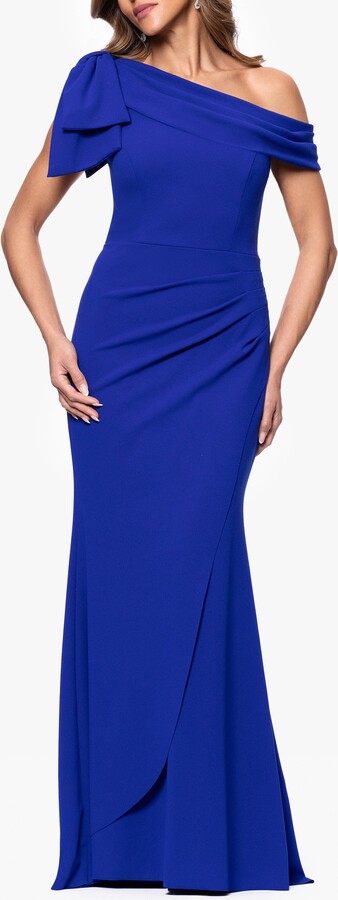 Xscape Evenings Bow Detail One-Shoulder Mermaid Gown