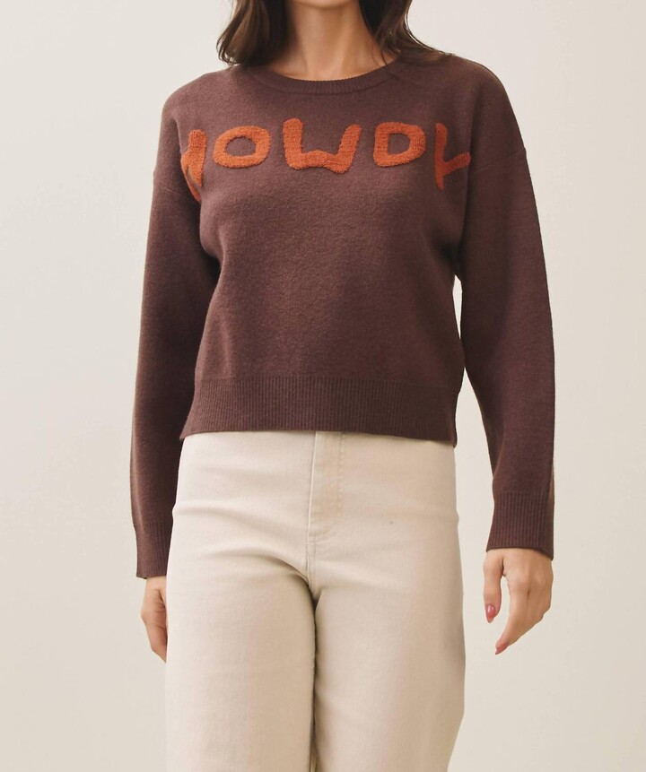 ABLE Howdy Crew Neck Sweater In Brown