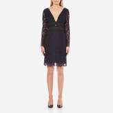 Diane von Furstenberg Women's Viera Lace Long Sleeve Dress Deep Night/Black