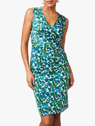 Phase Eight Clementine Floral Print Mini Wrap Dress, Ivory/Apple Green
