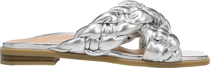 Vionic Kalina Braided Slide Sandals Silver Metal Synthetic I0922S2020 Women's