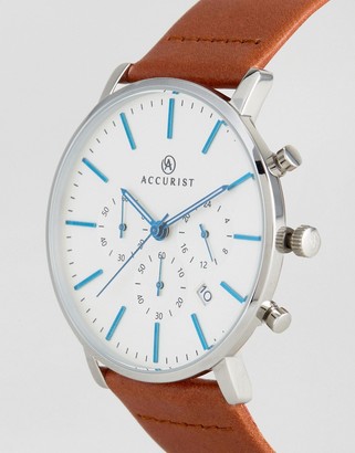 Accurist Chronograph Leather Watch In Tan