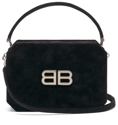 Balenciaga Bb-logo Angular Velvet Bag - Black - ShopStyle