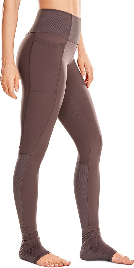 CRZ YOGA Women's High Waist Goddess Yoga Leggings Extra Long Ribbed Yoga  Pants with Pockets Naked Feeling -32 Inches Purple Taupe 10 - ShopStyle  Trousers