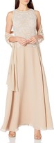 Thumbnail for your product : J Kara Women's Sleeveless Scallop Long Beaded Dress W/Scarf