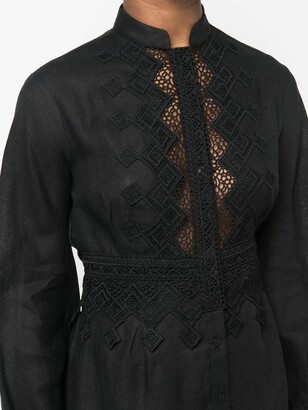 Ermanno Scervino Embroidered-Design Long-Sleeve Dress