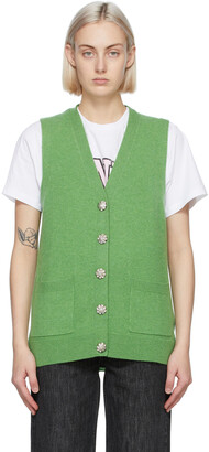 Ganni Green Cashmere Knit Vest - ShopStyle