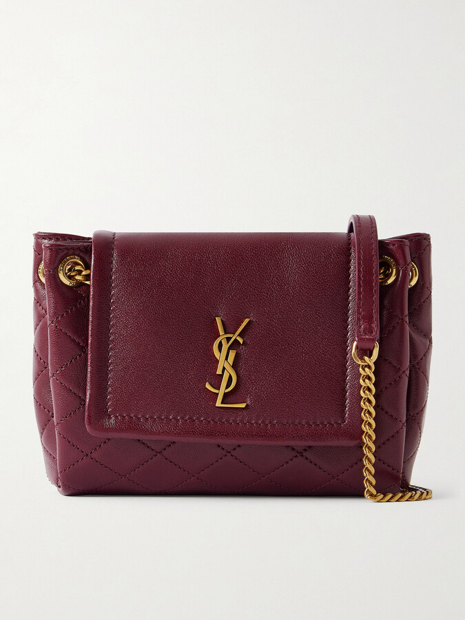 Saint Laurent Nolita Mini Matelassé Leather Shoulder Bag - Burgundy