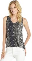 Thumbnail for your product : Tahari black and grey stretch 'Jonit' animal printed sleeveless tank