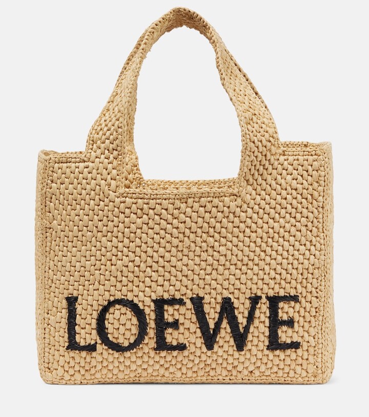 Loewe Large Logo Raffia Basket Bag - Neutrals