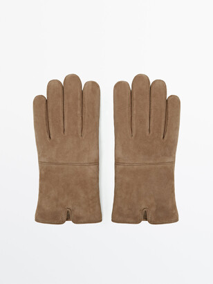 Massimo Dutti Leather Gloves With A Suede Finish - ShopStyle