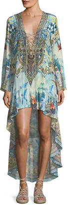 Camilla High-Low Silk Coverup Dress
