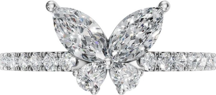 Aya Fine Jewelry Fourteen Kt White Gold Sparkle Butterfly Halo Ring