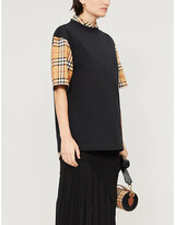 Thumbnail for your product : Burberry Serra checked-sleeve cotton-jersey T-shirt