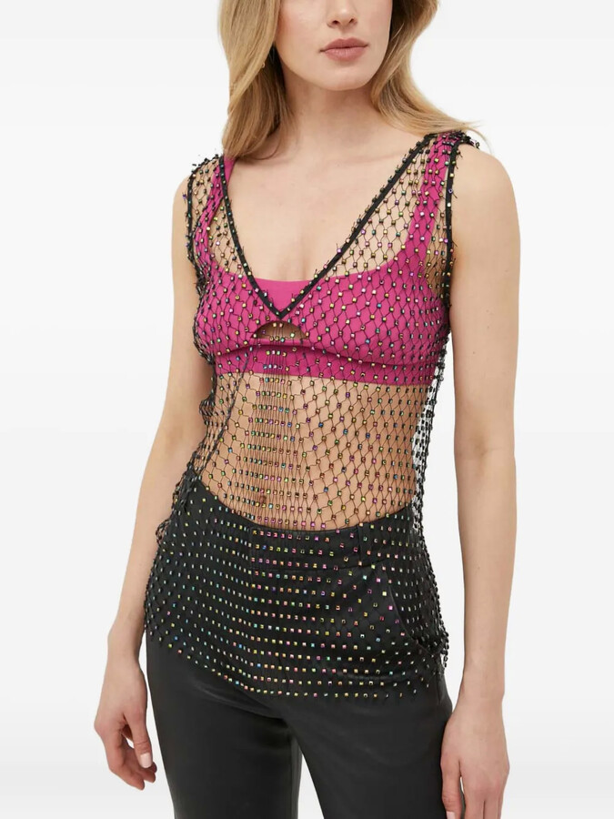 Patrizia Pepe Beaded Net Top