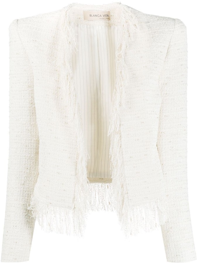 frayed edge tweed jacket