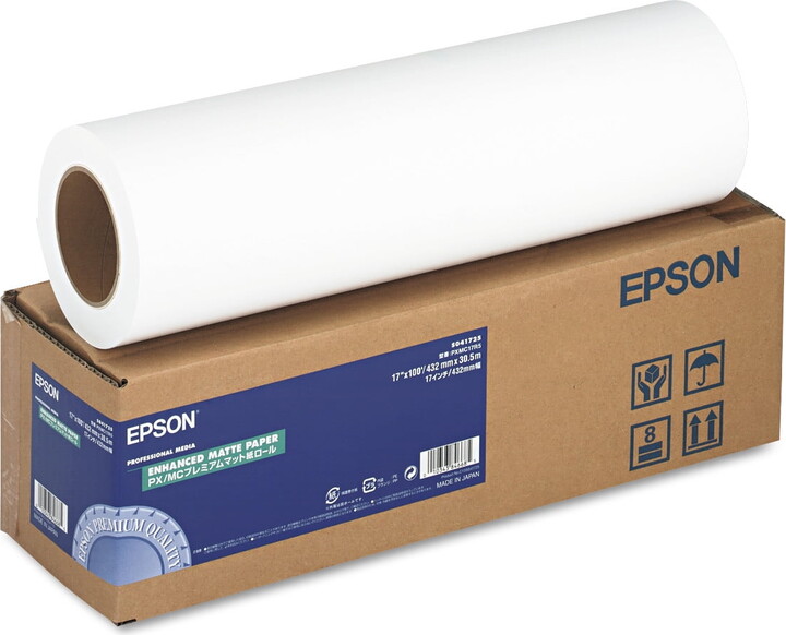 Epson Enhanced Photo Paper Roll, 3" Core, 17" x 100 ft, Matte Bright White -EPSS041725