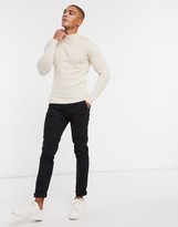 Thumbnail for your product : ASOS DESIGN muscle fit turtle neck jumper in oatmeal