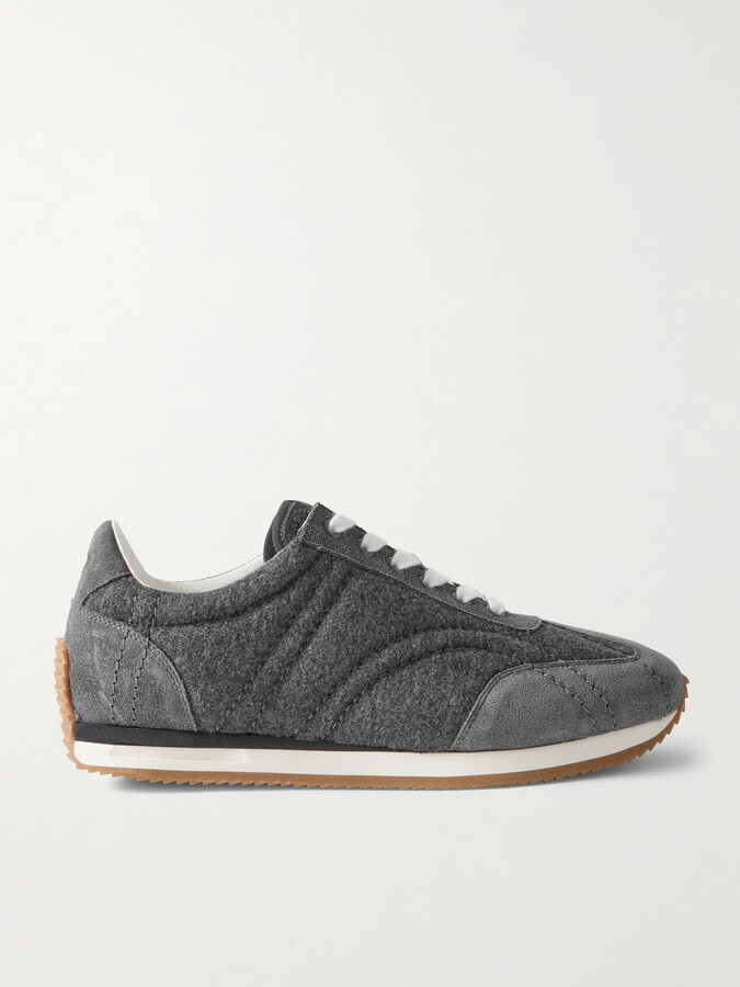 Totême Suede-trimmed Wool-flannel Sneakers - Gray