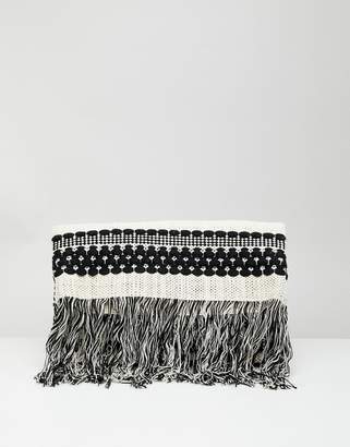 French Connection Knitted Tassel Clutch Bag
