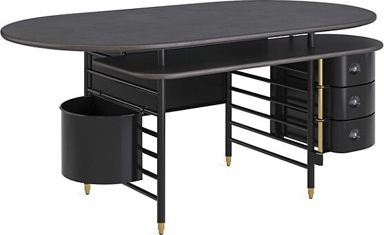 Steelcase Frank Lloyd Wright Racine Executive Desk with Storage in Black, Size: 42 In x 72 In