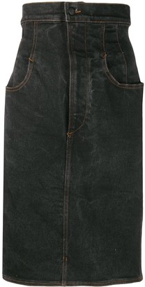 a line knee length denim skirt