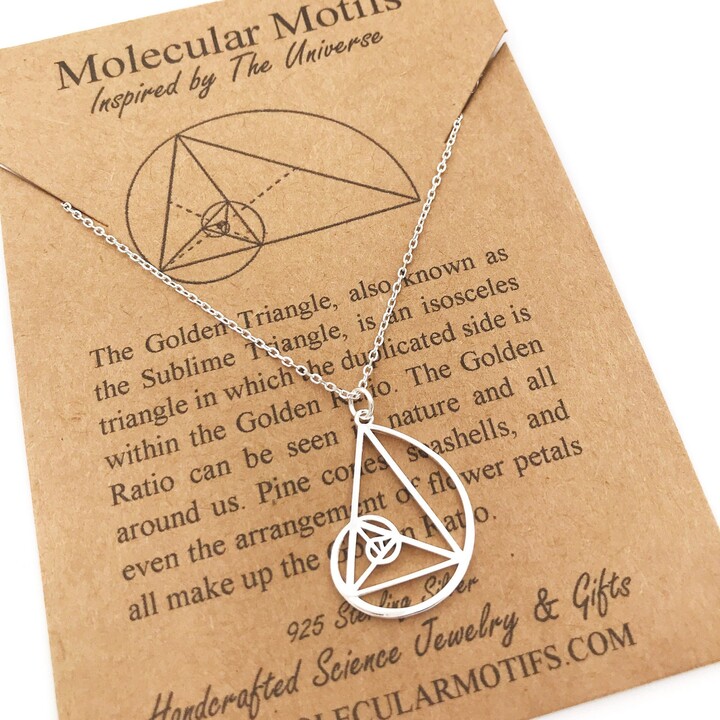 Etsy sterling Silver Golden Ratio Pendant Sacred Geometry Necklace Handmade Science Jewelry