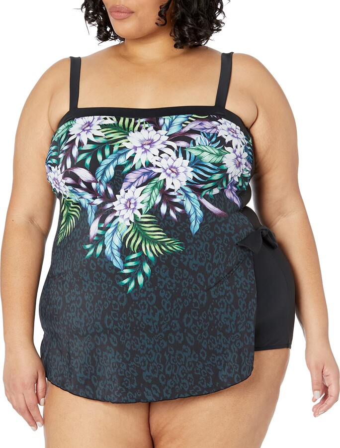Maxine Of Hollywood womens Bandeau Sarong One Piece Swimsuit - ShopStyle  Plus Size Swimwear
