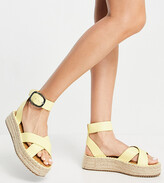 Thumbnail for your product : ASOS DESIGN Wide Fit Justice flatform espadrille sandals in pale yellow