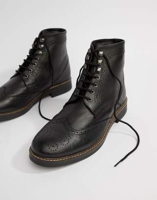 Frank Wright Milled Brogue Black Leather
